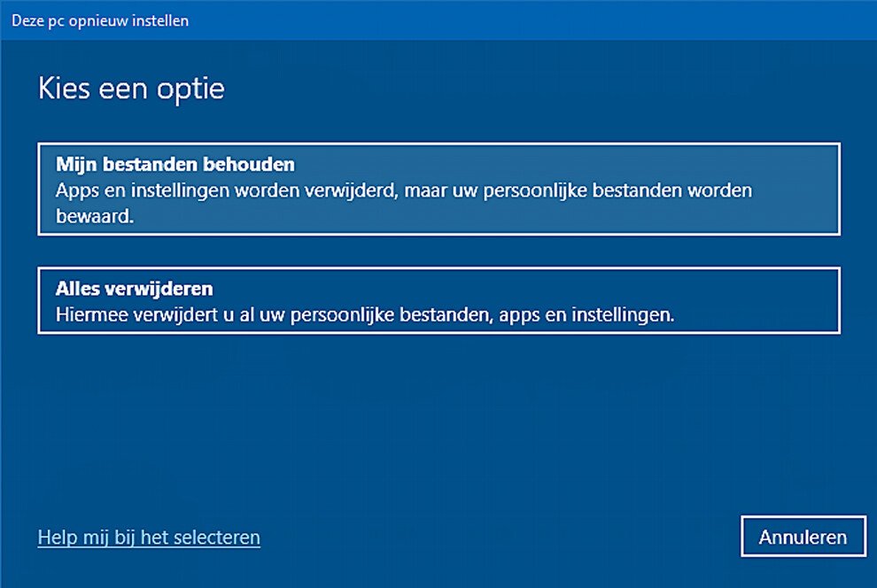 Reset Windows 10 Naar Fabrieksinstellingen