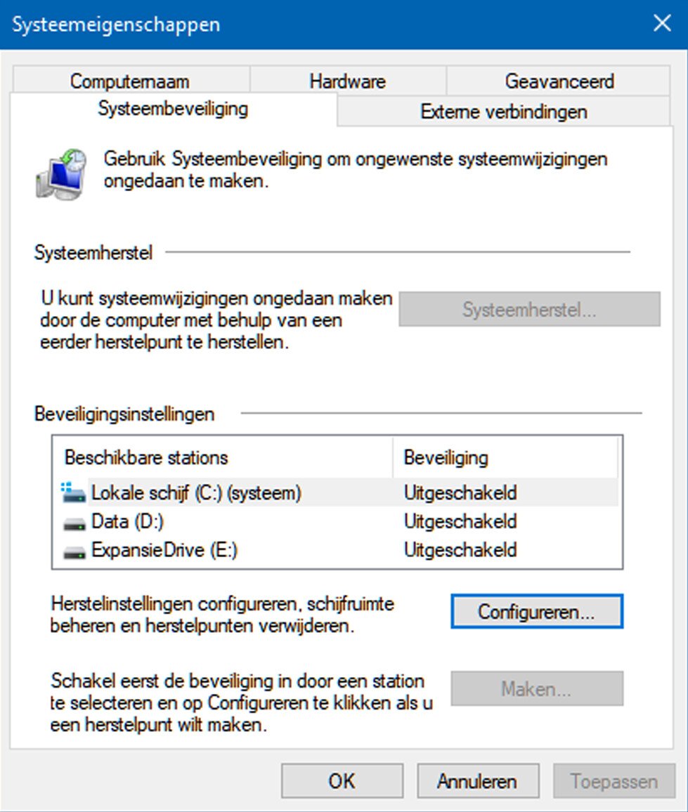 Systeemherstel Gebruiken in Windows 10
