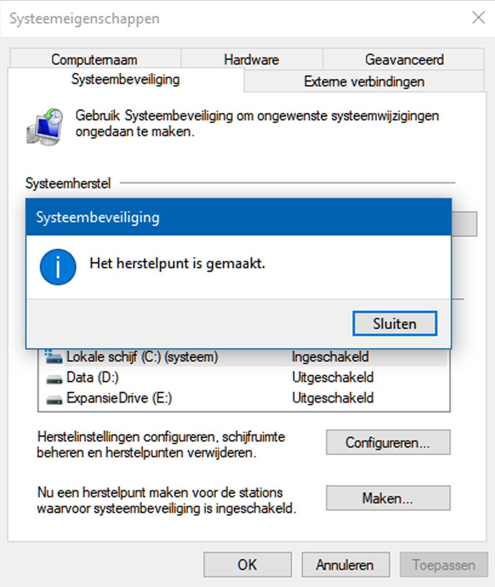 Systeemherstel Gebruiken in Windows 10