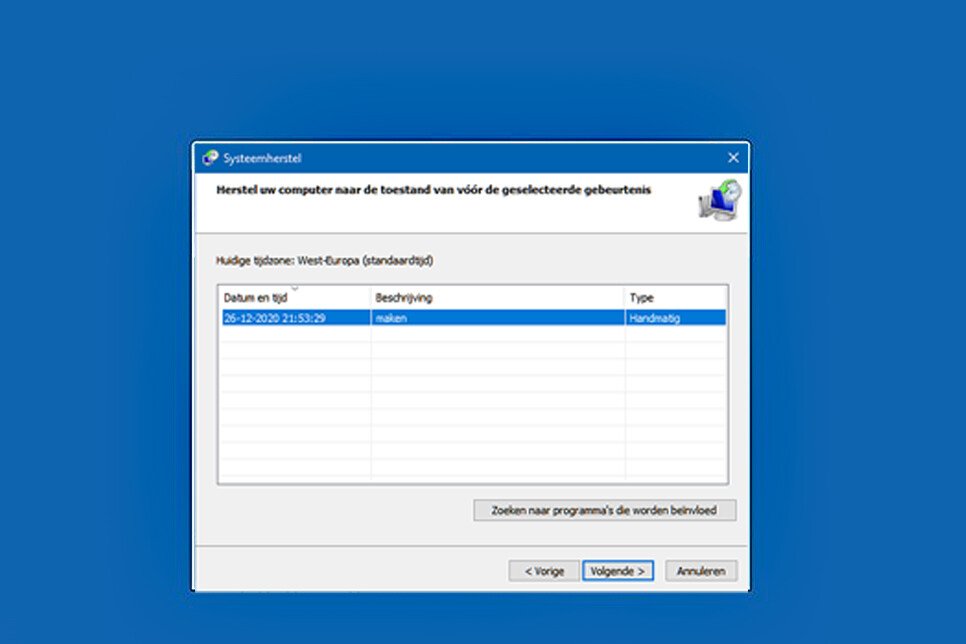 Systeemherstel gebruiken in Windows 10