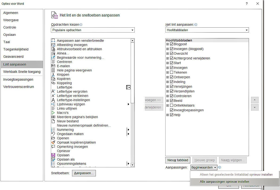 | SoftwareGeeknl Lintmenu Aanpassen in Office | Softwaregeeknl