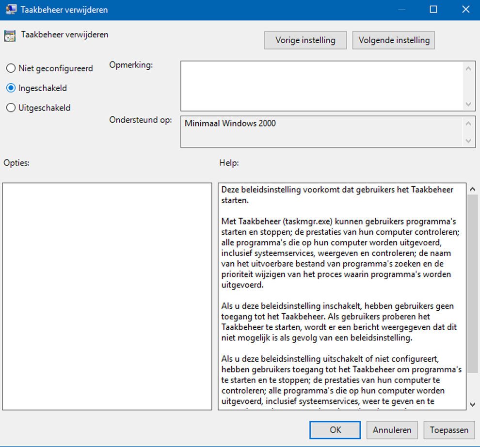Taakbeheer uitschakelen in Windows 10 | SoftwareGeeknl