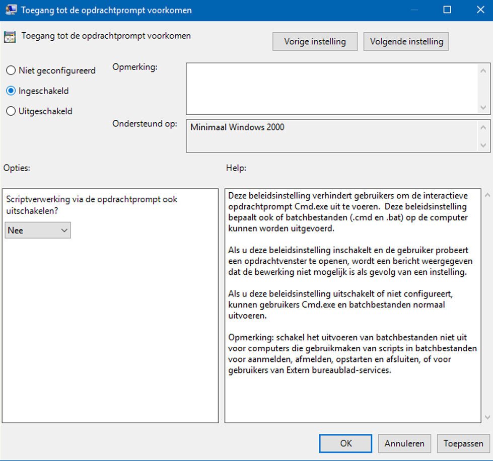 Opdrachtprompt in Windows 10 uitschakelen | SoftwareGeeknl