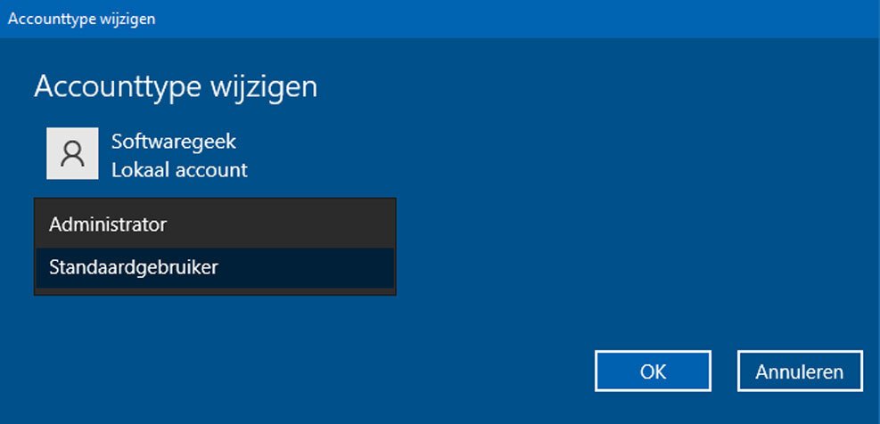 Wijzig Het Accounttype in Windows 10