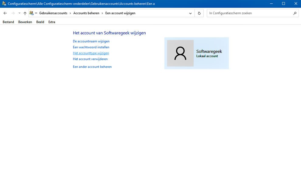 Wijzig Het Accounttype in Windows 10