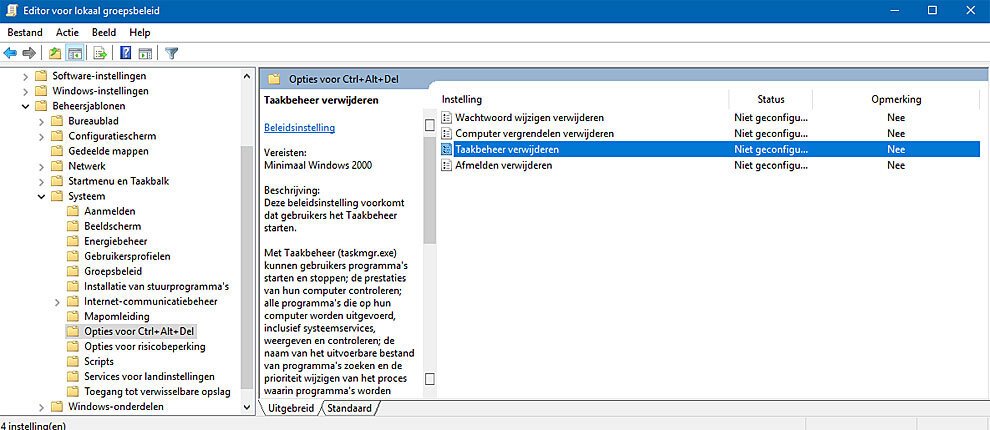 Taakbeheer uitschakelen in Windows 10 | SoftwareGeeknl