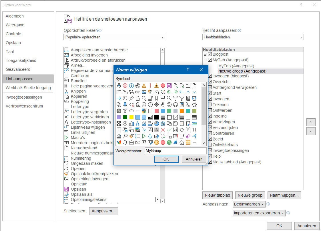 Lintmenu Aanpassen in Office