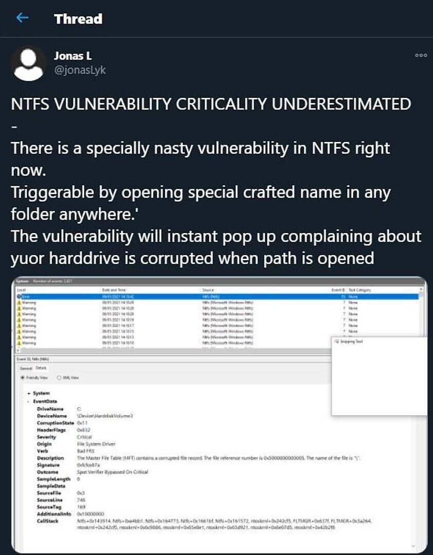 Windows 10 fout beschadigt NTFS schijf