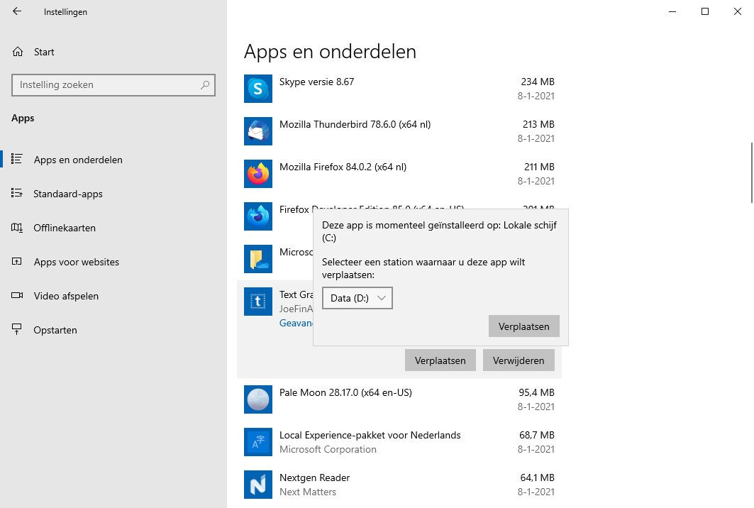 Maak Diskruimte Vrij in Windows 10
