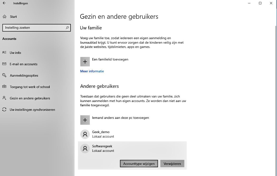 Wijzig Het Accounttype in Windows 10