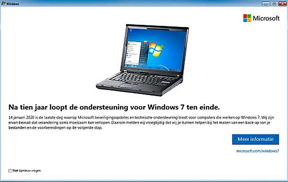 Ondersteuning Voor Windows 7 Beëindigd