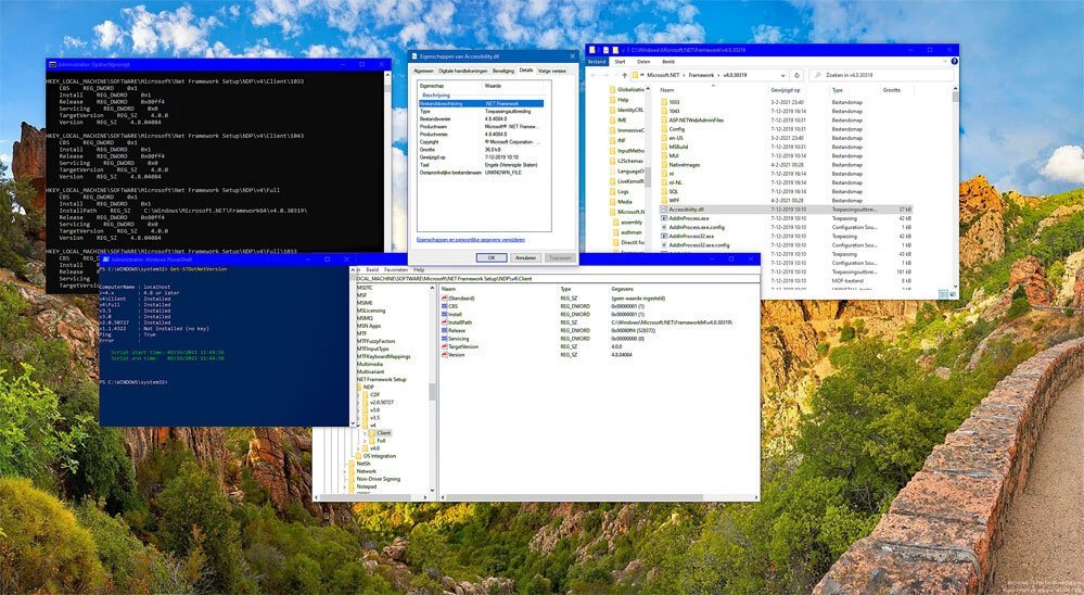 Controleer Zo net Framework in Windows 10