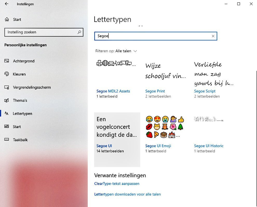 Wijzig Standaardlettertype in Windows 10