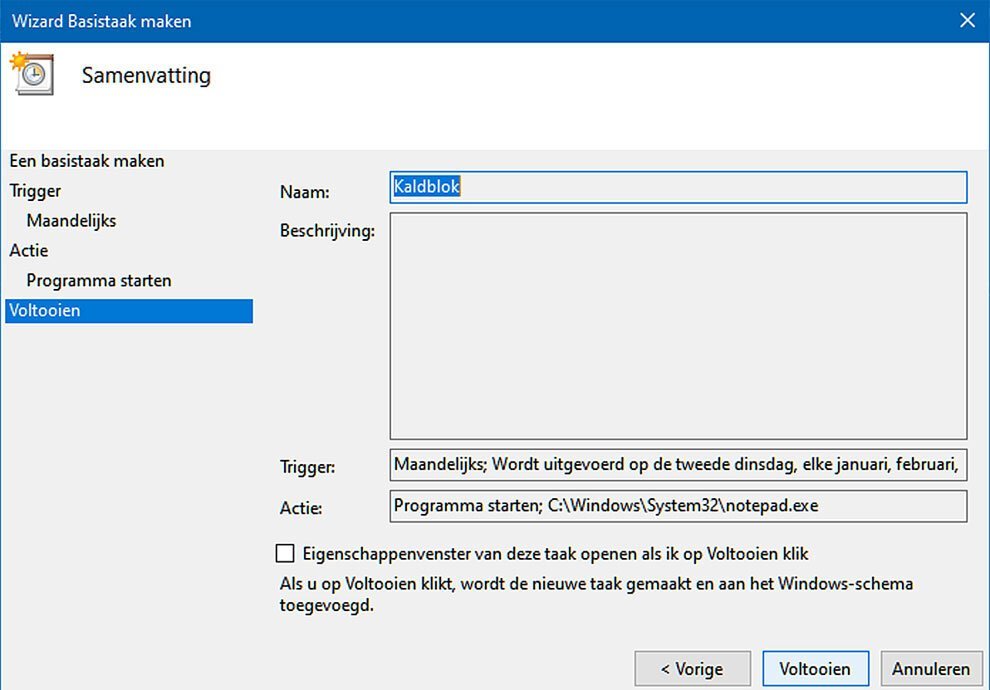 Automatische Taken Maken in Windows 10