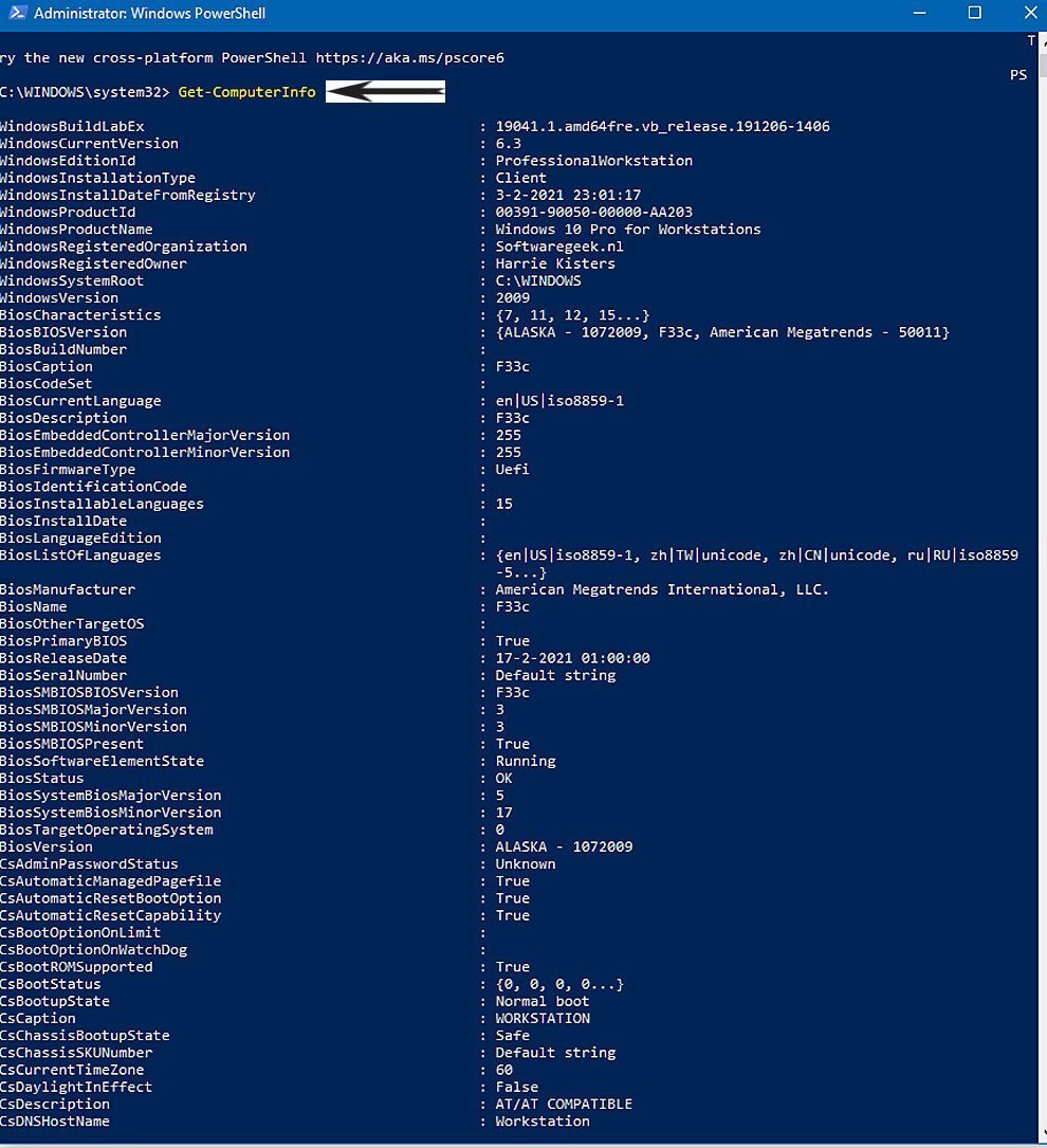 | SoftwareGeeknl Powershell Info