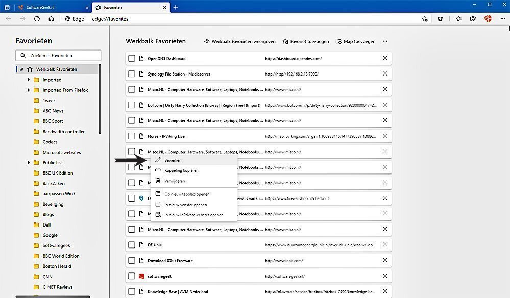 Zo Beheert U Favorieten in Microsoft Edge