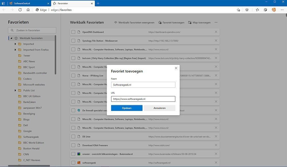 Zo Beheert U Favorieten in Microsoft Edge