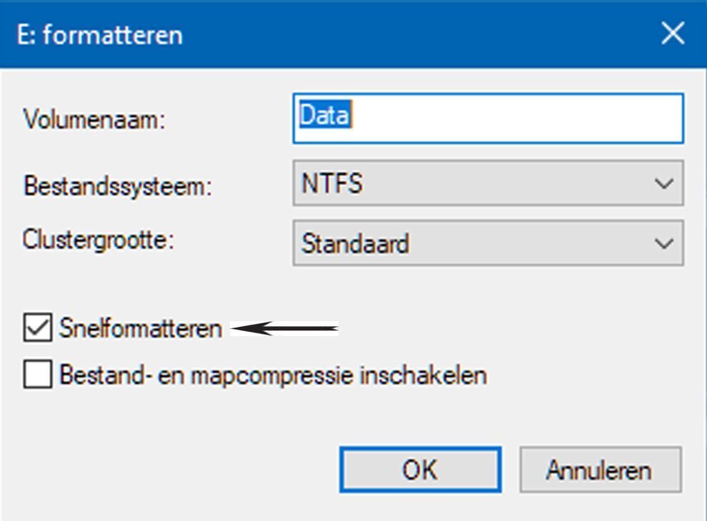Formatteer Nieuwe Harddisk in Windows 10