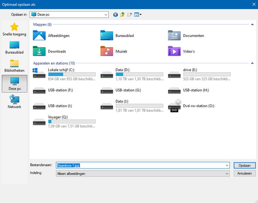 Taakbalk in Windows 10 los van Explorer
