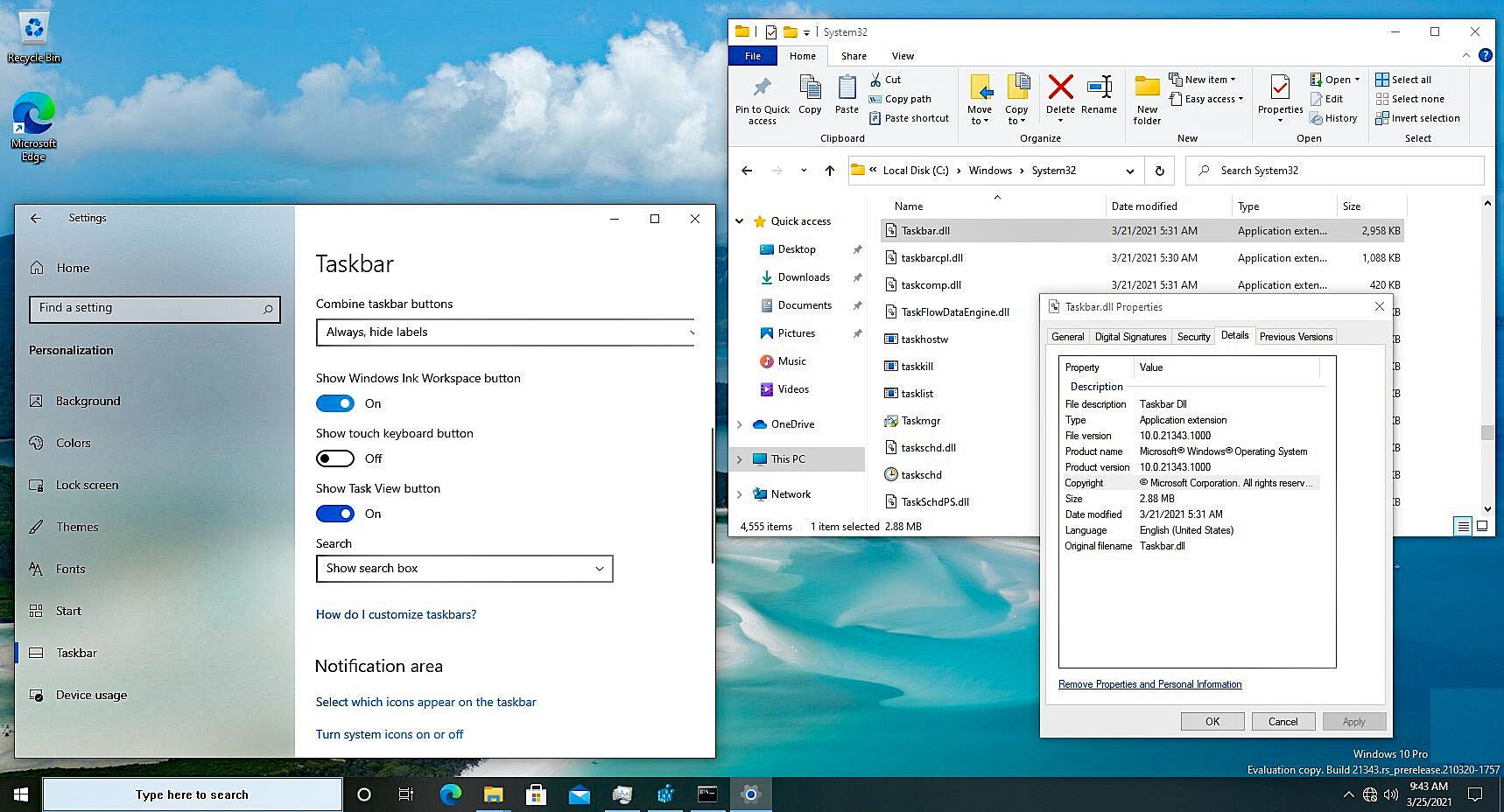 Taakbalk in Windows 10 Los Van Explorer