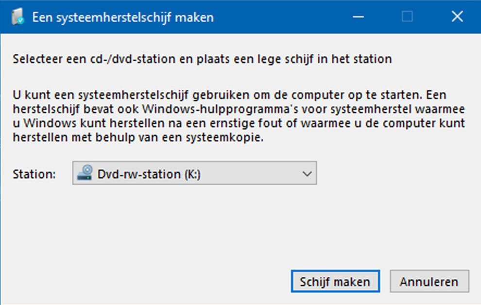 Maak Zo Een Herstelstation in Windows 10