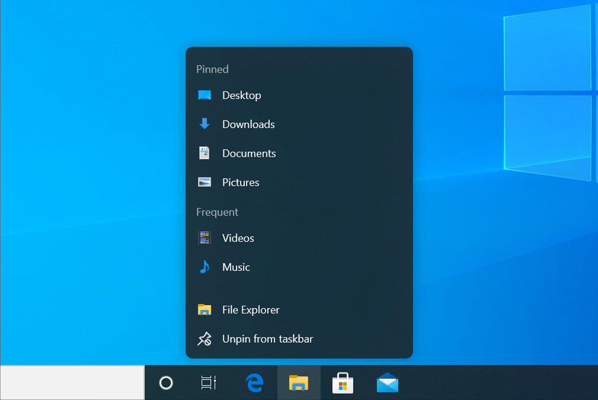Blik op de taakbalk van Windows 10 21H2