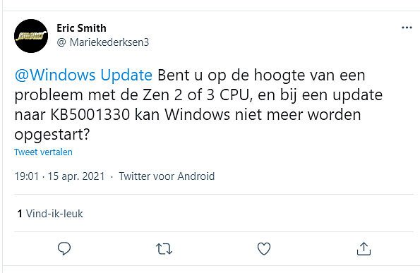 Problemen Windows 10 in Update Kb5001330