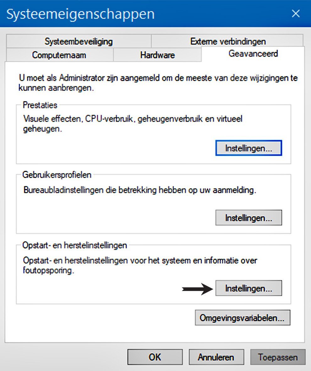 Windows 10 Crashdump Instellingen Beheren