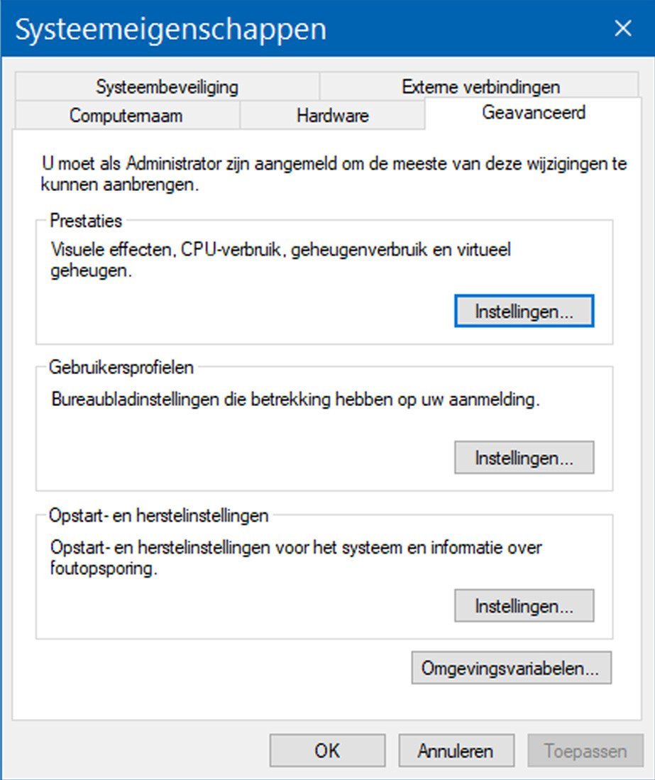 Wijzig Omvang Wisselbestand in Windows 10