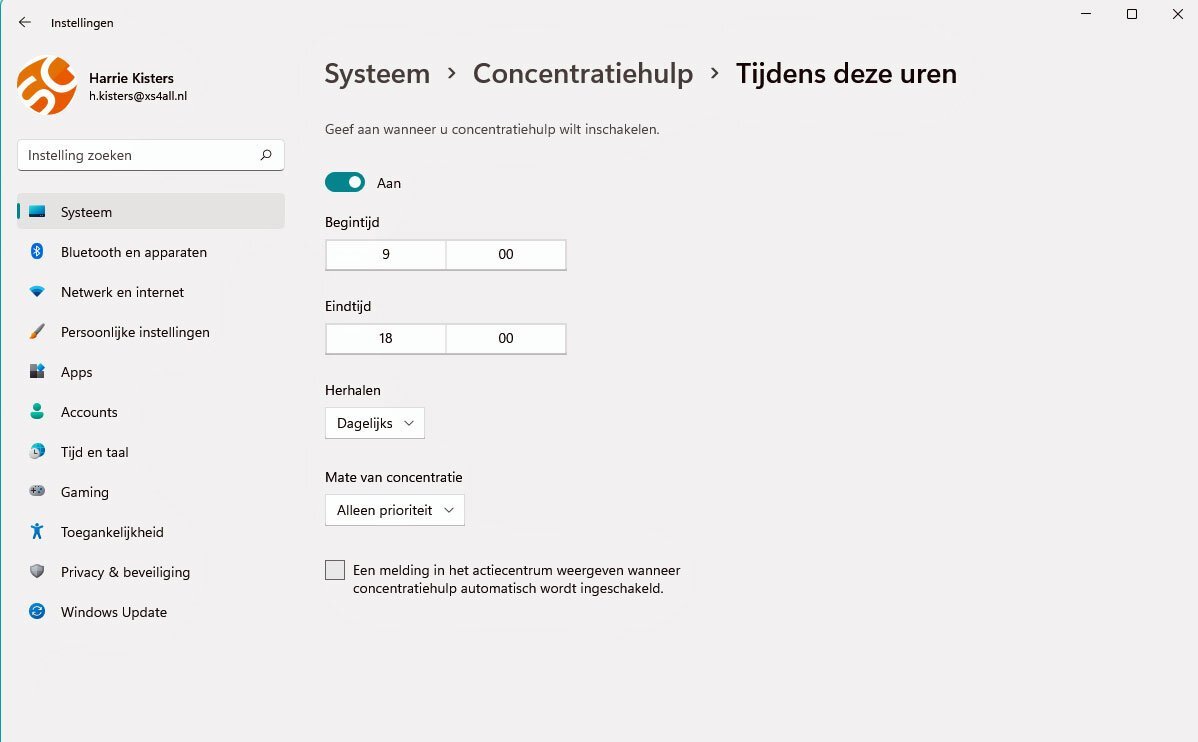 Gebruik Zo Concentratiehulp in Windows 11