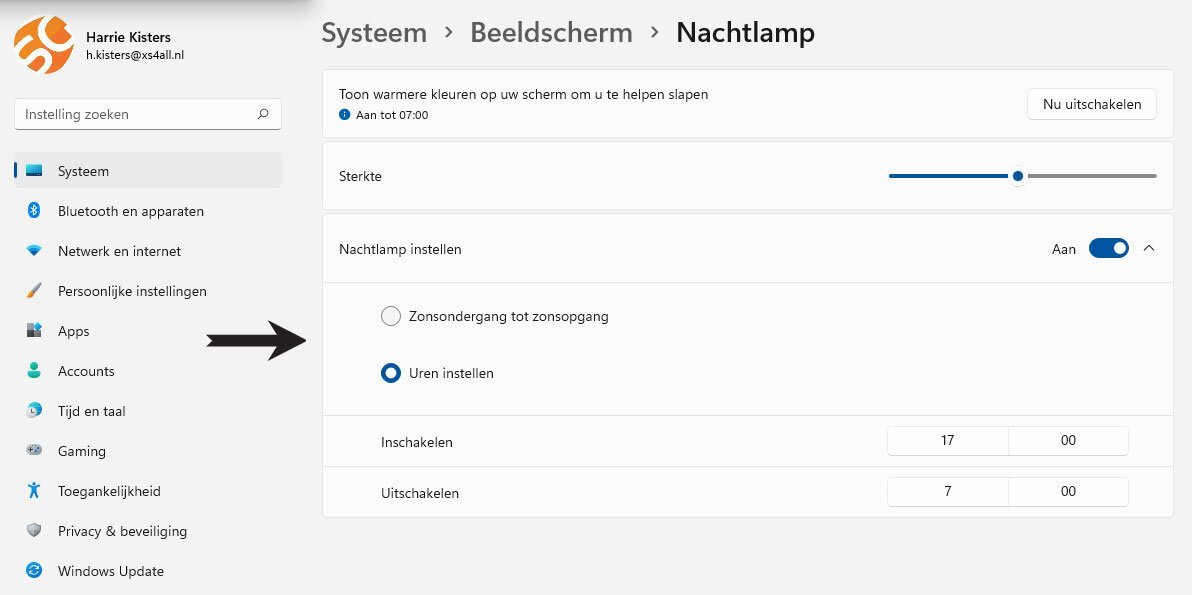 Zo Zet U De Nachtlamp Aan in Windows 11