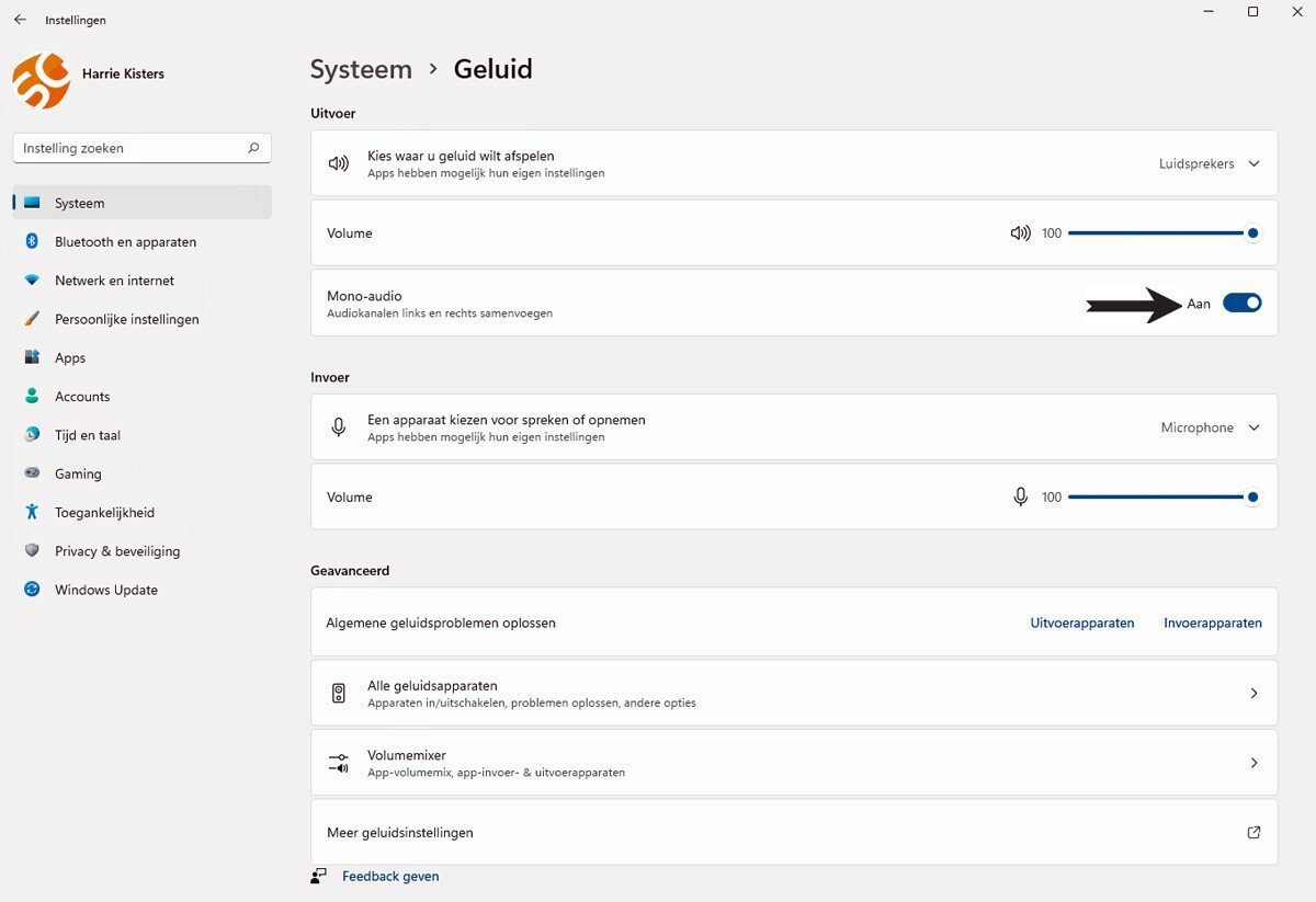 Beheer Geluidsinstellingen in Windows 11