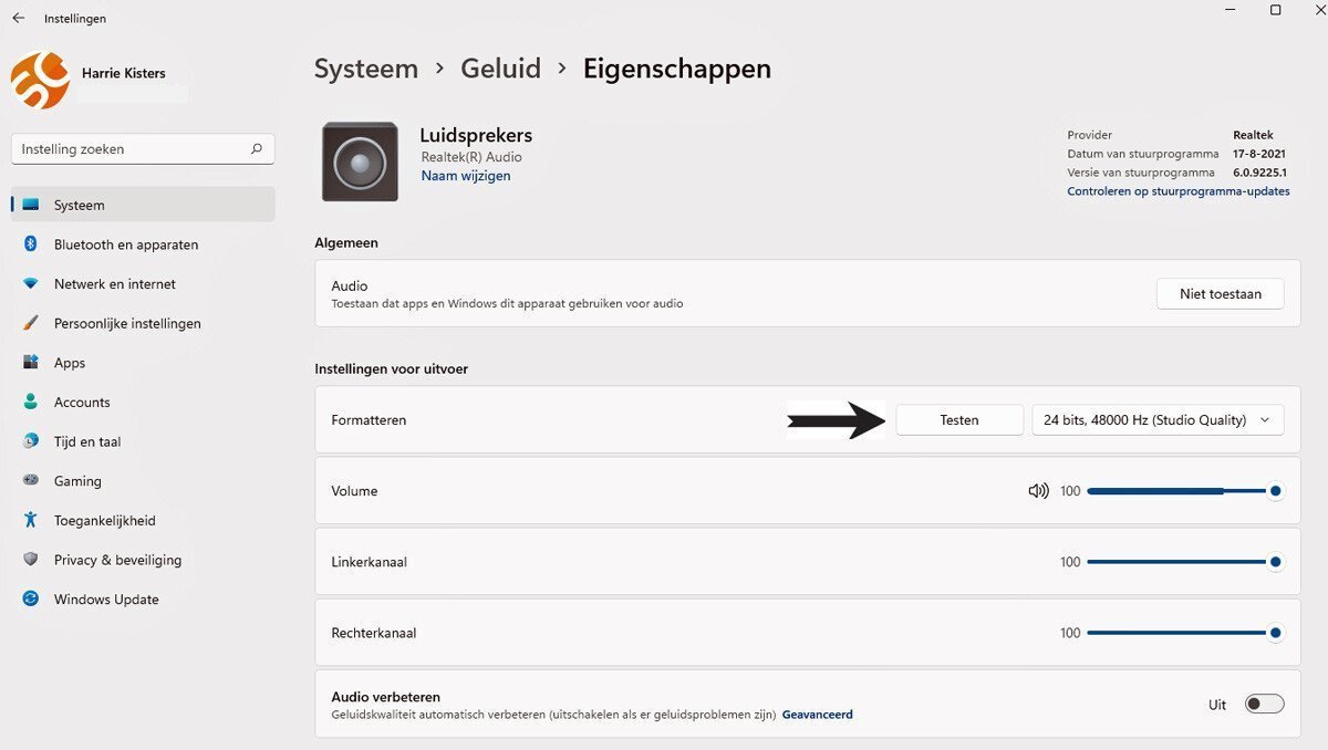 Beheer Geluidsinstellingen in Windows 11