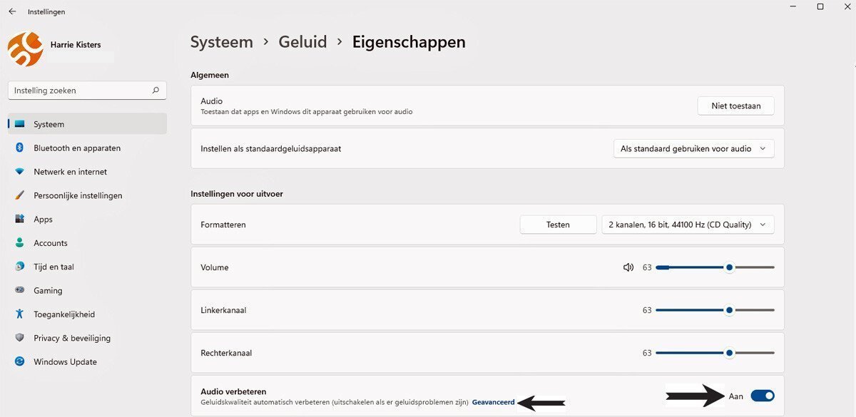 Beheer Geluidsinstellingen in Windows 11