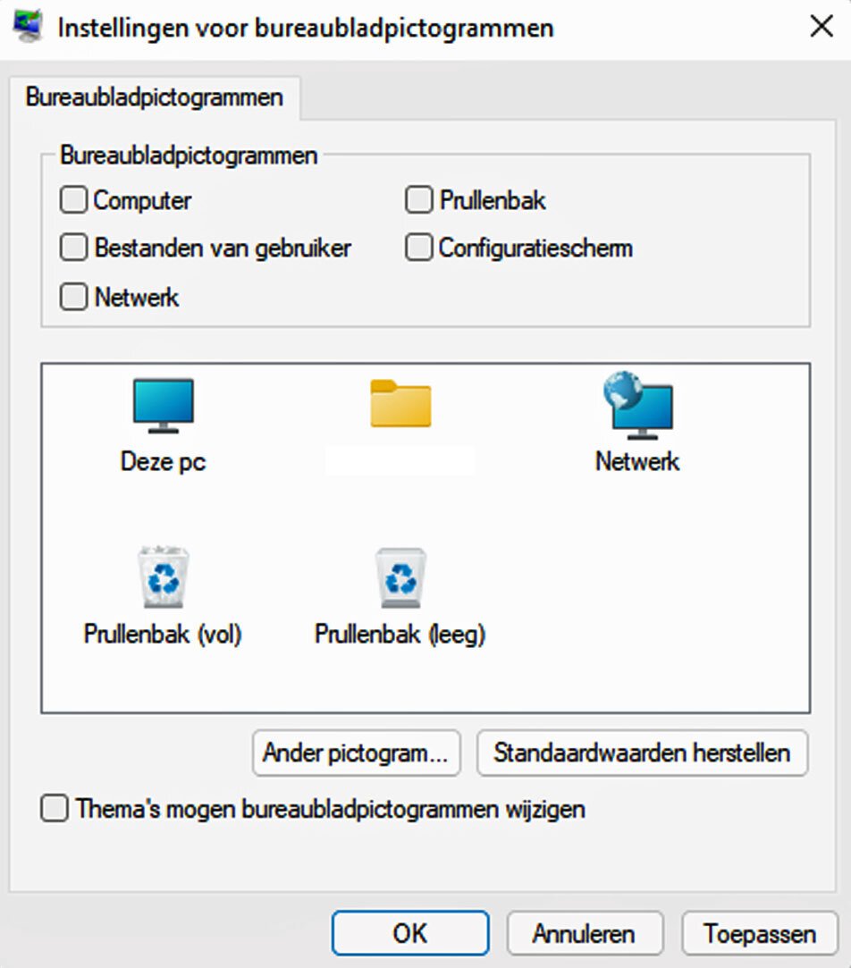 Bureaublad Pictogrammen in Windows 11
