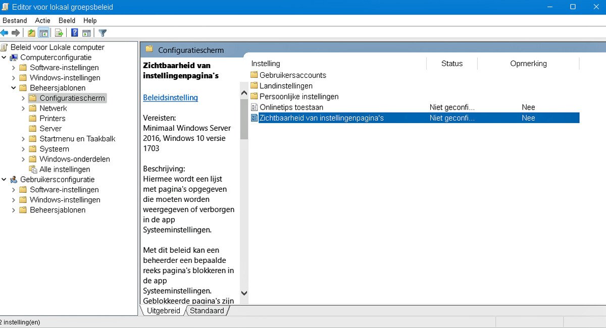 Verberg Instellingen in Windows 11