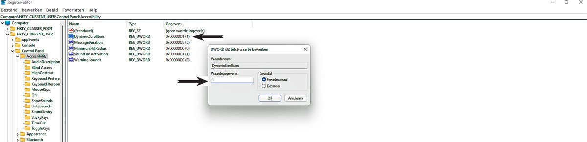 Schuifbalken Weergeven in Windows 11