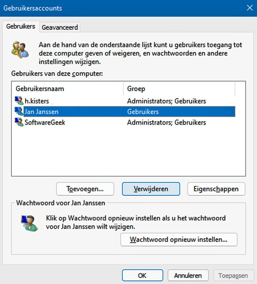 Een Account Verwijderen in Windows 11