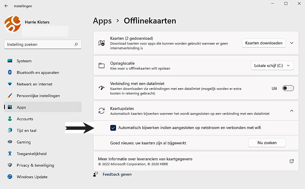 Kaarten Offline Beheren in Windows 11