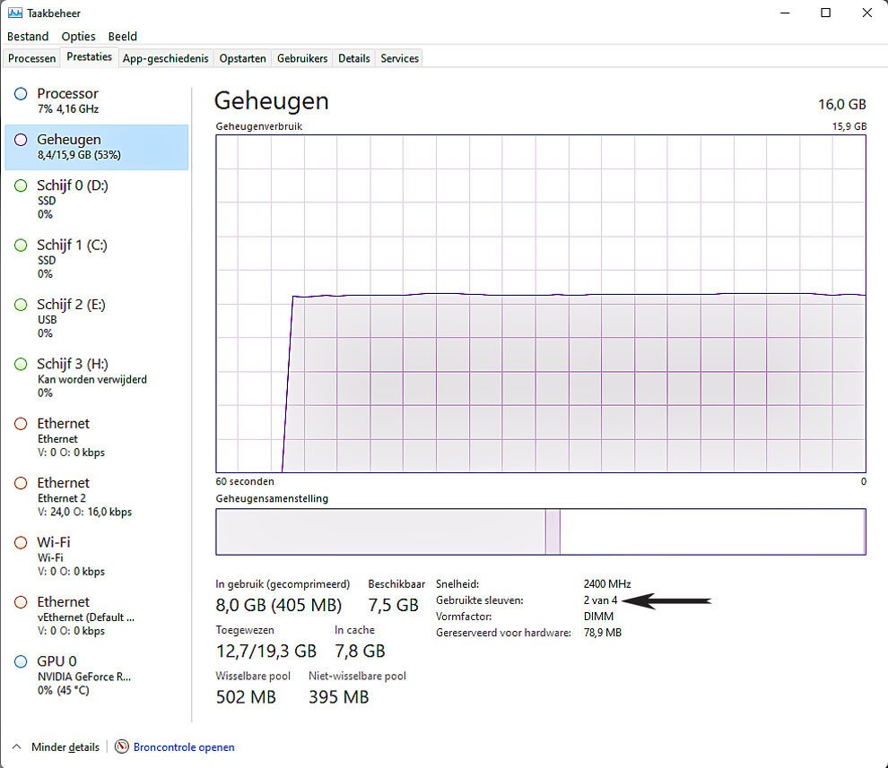 | SoftwareGeeknl Toon aantal geheugenslots in Windows 11