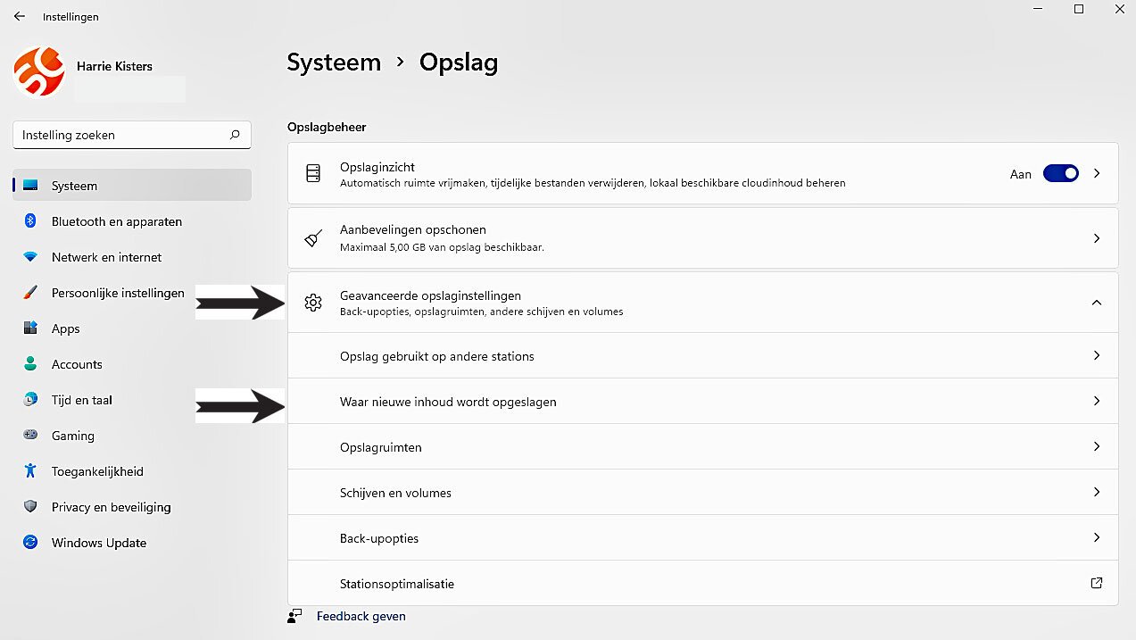 Apps Opslaglocatie Wijzigen in Windows 11