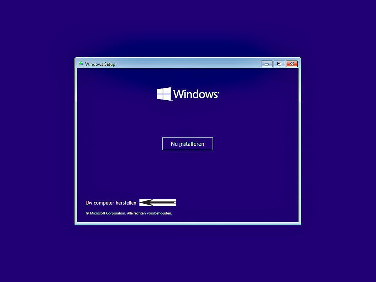 Herstel via setup Windows 11