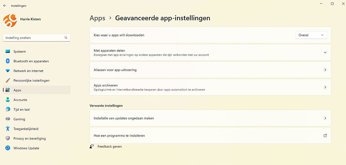 Nieuw in App Instellingen Windows 11 22h2