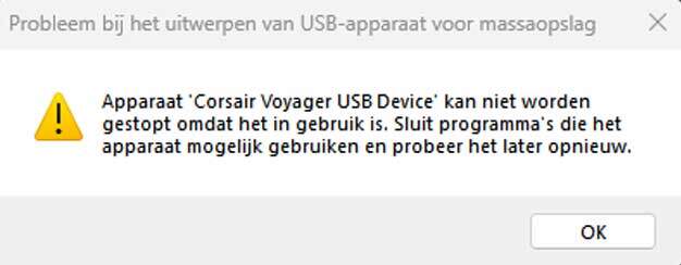 Uitwerpen USB stick in Windows 11 faalt