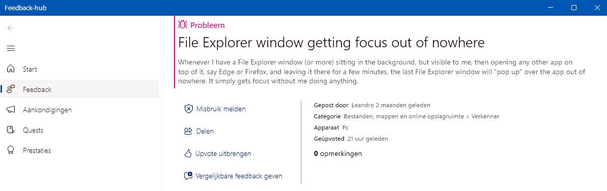 in Windows 11 Start Verkenner Ongevraagd