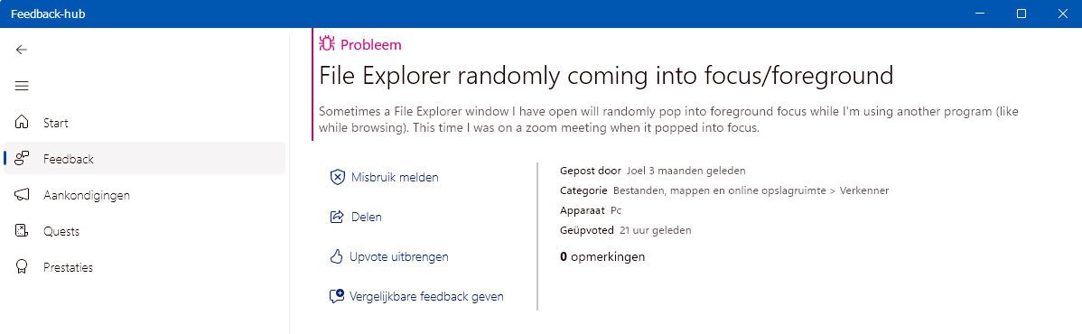 in Windows 11 Start Verkenner Ongevraagd