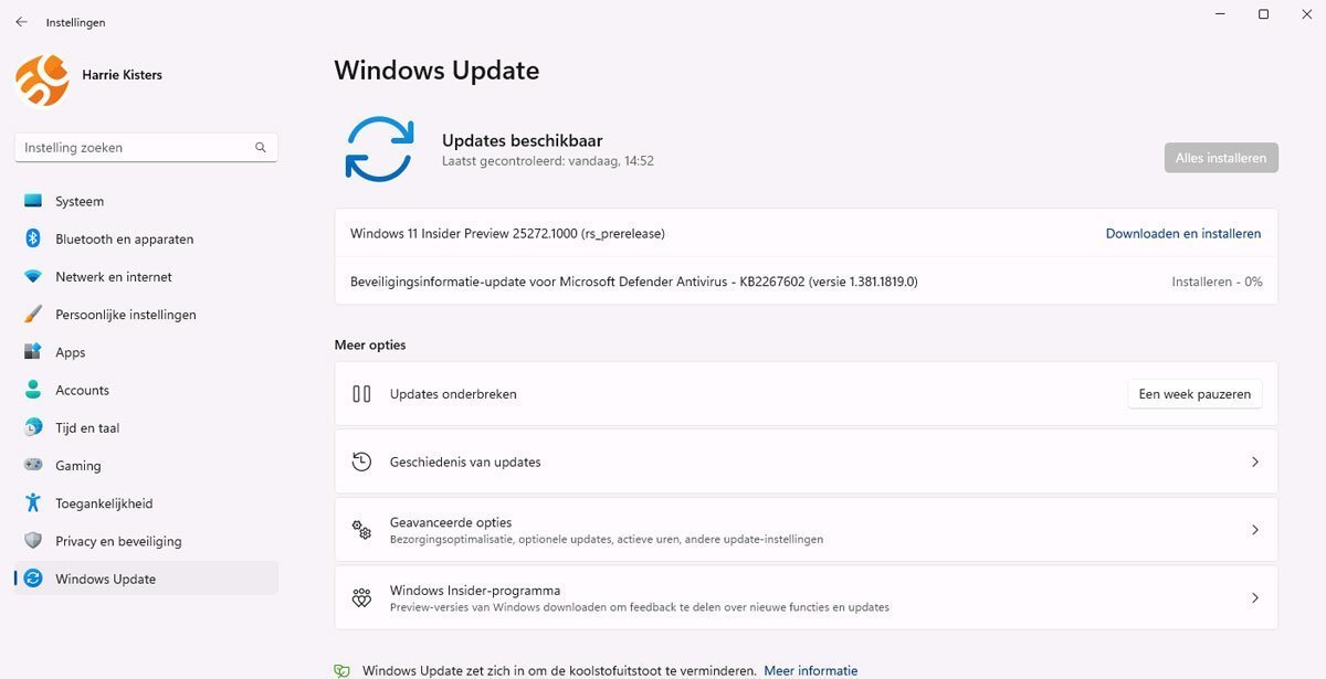 Nieuwe Dev build 25272 Windows 11 is Uit