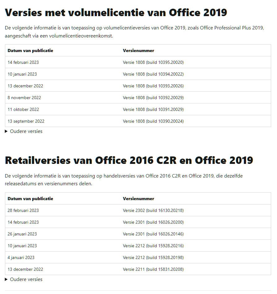 Beheer Ms Office Updates in Windows 1011