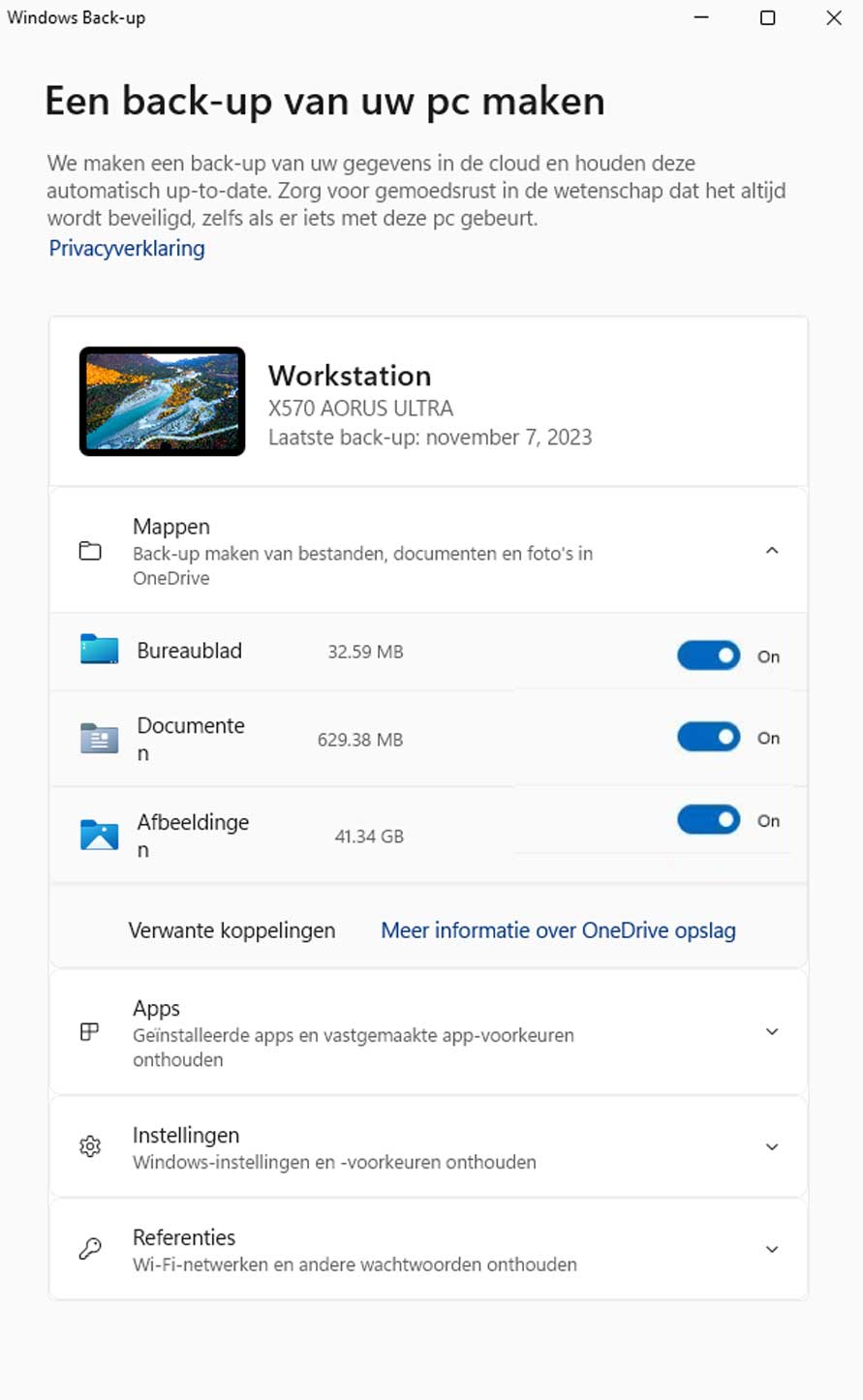 Werk Met De App Back up in Windows 11 23h2