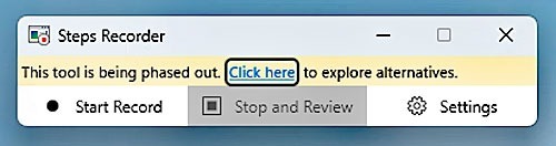 Afschaffing Stappen recorder in Windows 11